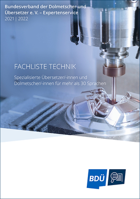 Coverbild BDÜ-Fachliste Technik 2021/2022